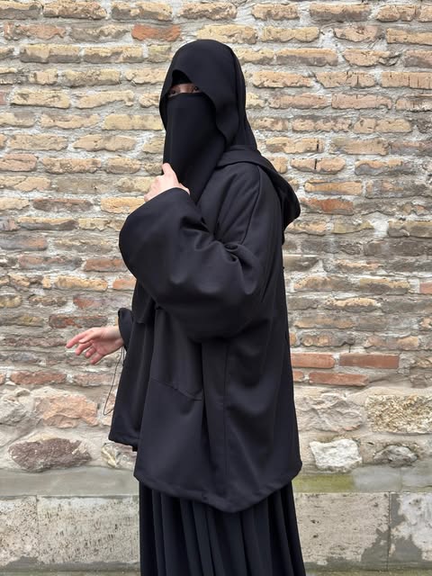 Modern Hooded Abaya with Slit-Cut Back Detail